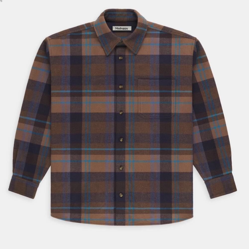 Madhappy Flannel Shirt Size Medium Oversized Baggy Plaid Wool Streetwear Shacket